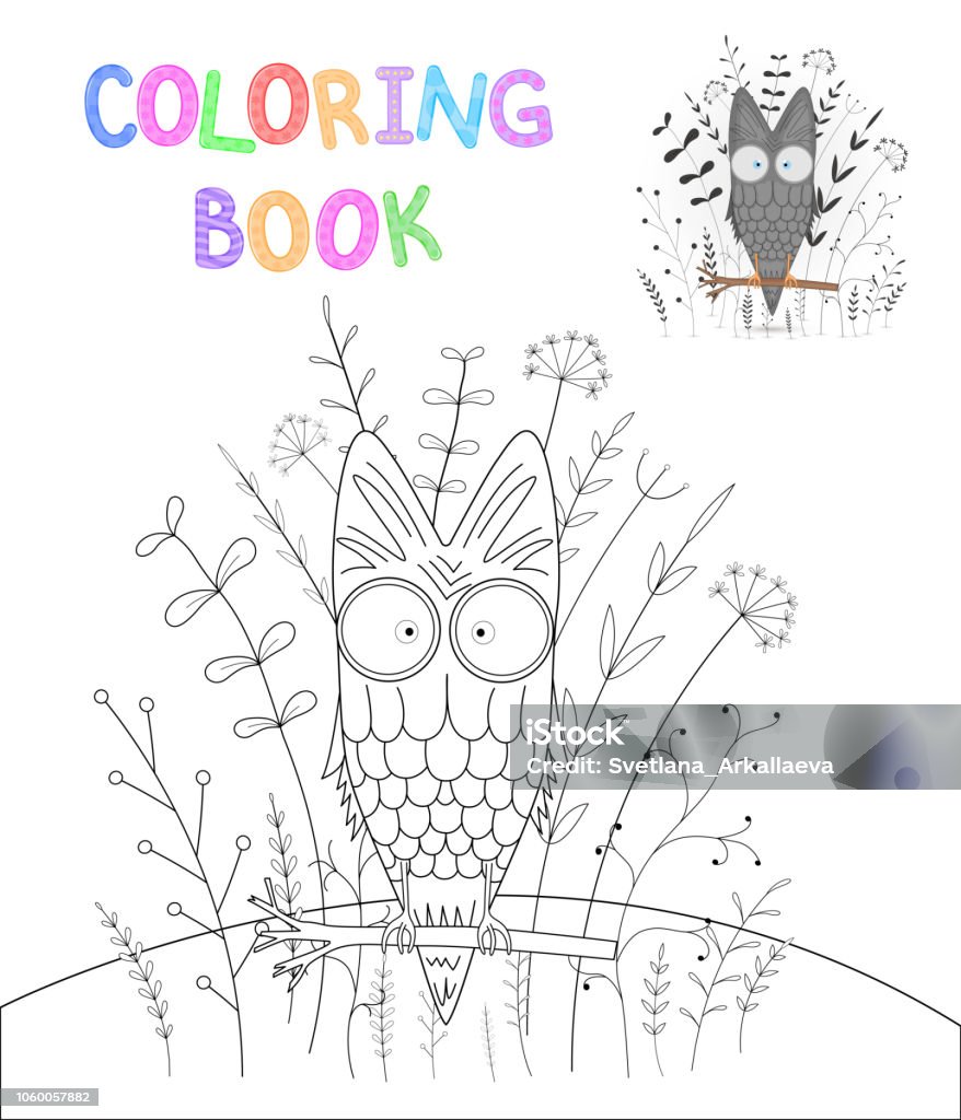 children s coloring book with cartoon animals. Educational tasks for preschool children sweet owl Animal stock vector