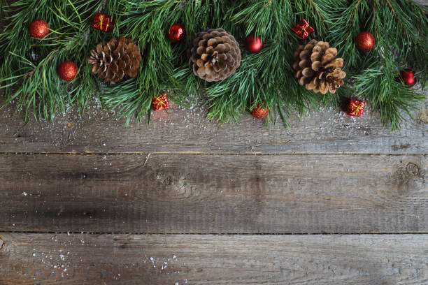 istock Christmas card on wooden background 1060061288