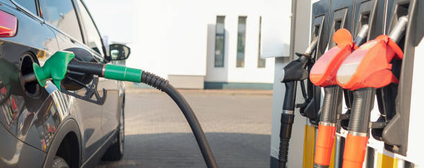 Refueling the vehicle at a gas station