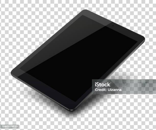 Tablet Pc Computer With Blank Screen On Transparent Background Stock Illustration - Download Image Now