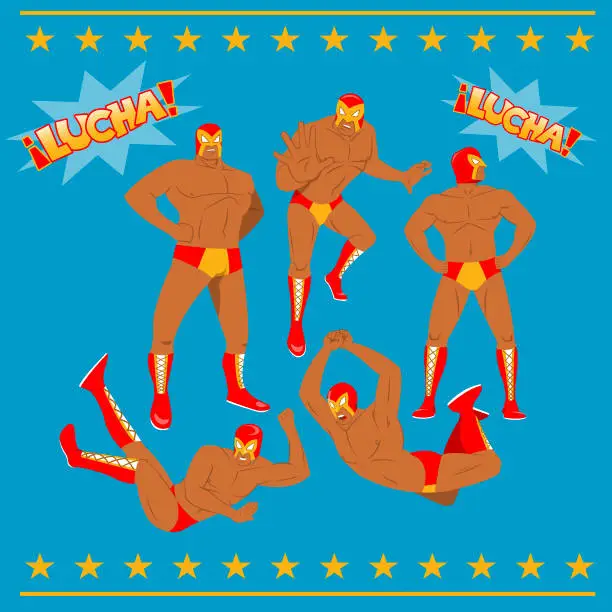 Vector illustration of Mexican Wrestler Lucha Libre Pack