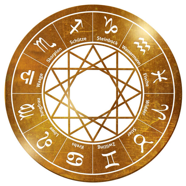 star wheel tarot horoscope stars gold chain pendant horoscope stars wheel in gold Jewellery destiny astrology stock pictures, royalty-free photos & images