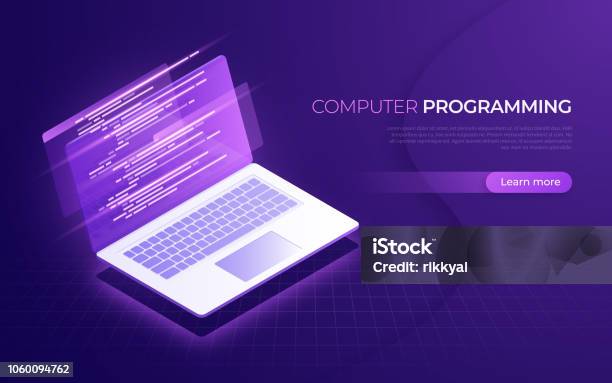 Programmazione Informatica Codifica Test Debug Concetto Isometrico - Immagini vettoriali stock e altre immagini di Computer portatile