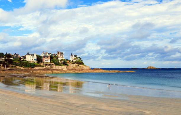 Brittany coast in Dinard, France. stock photo