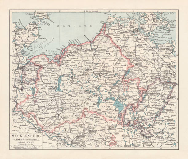 istock Topographic map of Mecklenburg, Germany, lithograph, published in 1897 1060120900