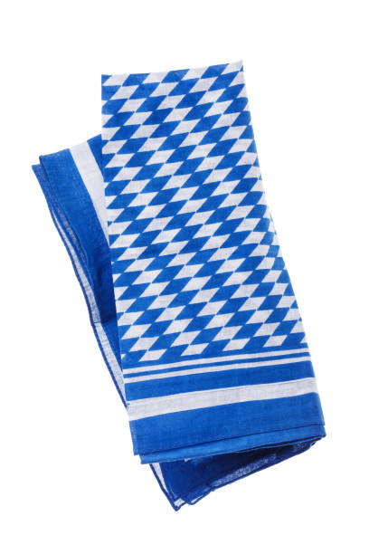 istock Bavarian white-blue napkin in a collapsed position, isolated 1060121012