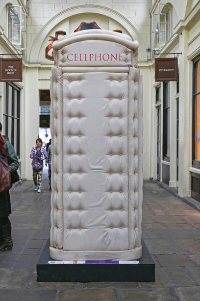 Phone Box Padded London, United Kingdom - June 23, 2012: Telephone Booth Padded Cell Phone Box From Bert Gilbert at Covent Garden in London, UK. british telecom photos stock pictures, royalty-free photos & images