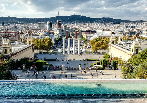 View over Barcelona Catalonia, Spain. Cityscape view.