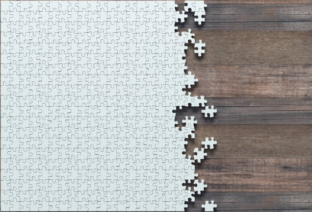 unfinished blank jigsaw puzzle - jigsaw puzzle puzzle finishing white imagens e fotografias de stock