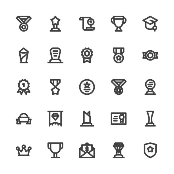 Vector illustration of Award and Trophy Icons - Bold Line Series