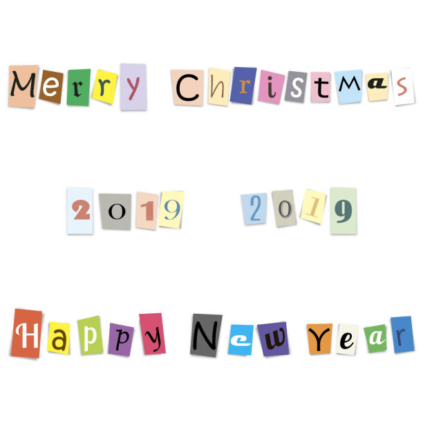 istock Text Happy New Year and numbers 2019 from cut letters, vector illustration. 1060149266