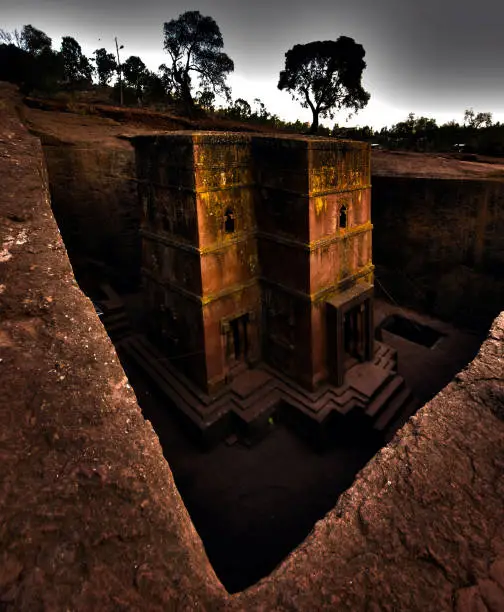 Monolithic rock hewn church of Bet Giorgis (Saint George), Lalibela, Wollo, Ethiopia