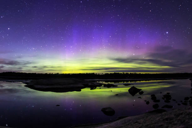 Northern Lights in Voyageurs National Park stock photo