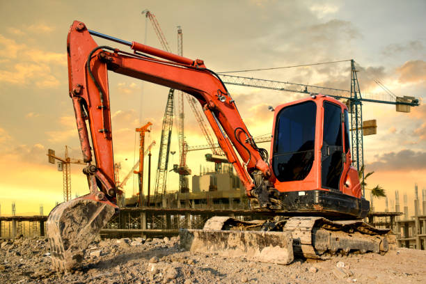istock Backhoe stay tired of hard work in the construction area. 1060163938