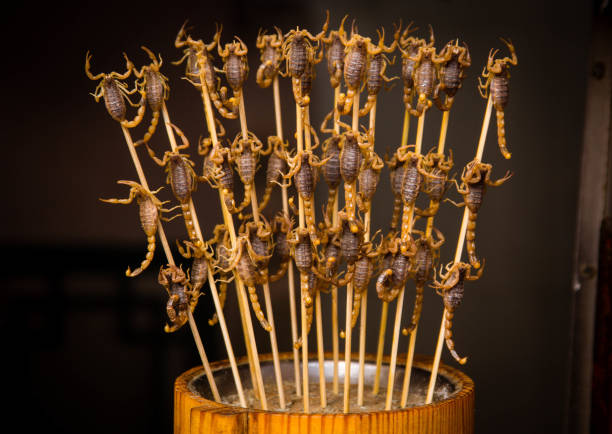 Grilled meat on sticks at Beijing, China Grilled meat on sticks at Beijing, China wangfujing stock pictures, royalty-free photos & images