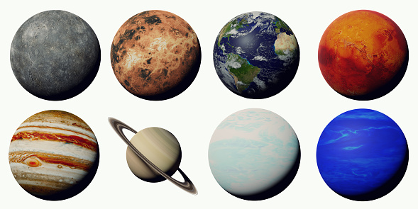 los planetas del sistema solar aislado sobre fondo blanco photo