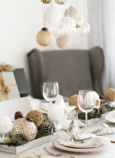 istock Baubles hanging over New Year table. 1060170154
