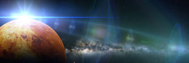 istock planet Venus lit by the bright Sun and the galaxy 1060170422