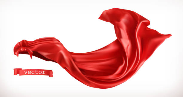 illustrazioni stock, clip art, cartoni animati e icone di tendenza di mantello rosso. vettore realistico 3d - mantellina