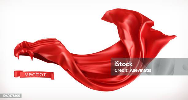 Red Cloak 3d Realistic Vector Stock Illustration - Download Image Now - Cape - Garment, Superhero, Red