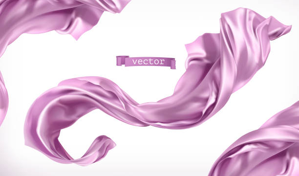 Violet curtain. Fabric 3d realistic vector Violet curtain. Fabric 3d realistic vector silk scarf stock illustrations