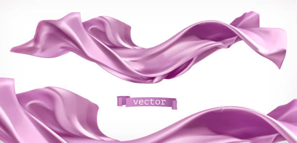 Violet curtain. Fabric 3d realistic vector Violet curtain. Fabric 3d realistic vector Silk stock illustrations