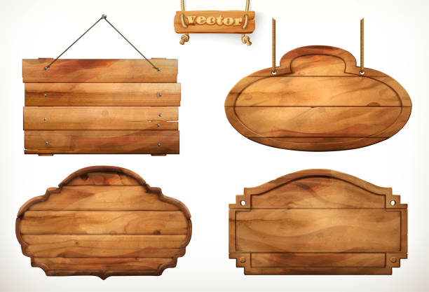 ilustrações de stock, clip art, desenhos animados e ícones de wooden board, old wood vector set - madeira