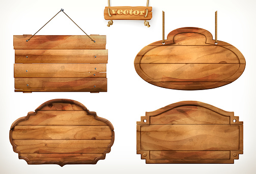 Wooden board, old wood vector set