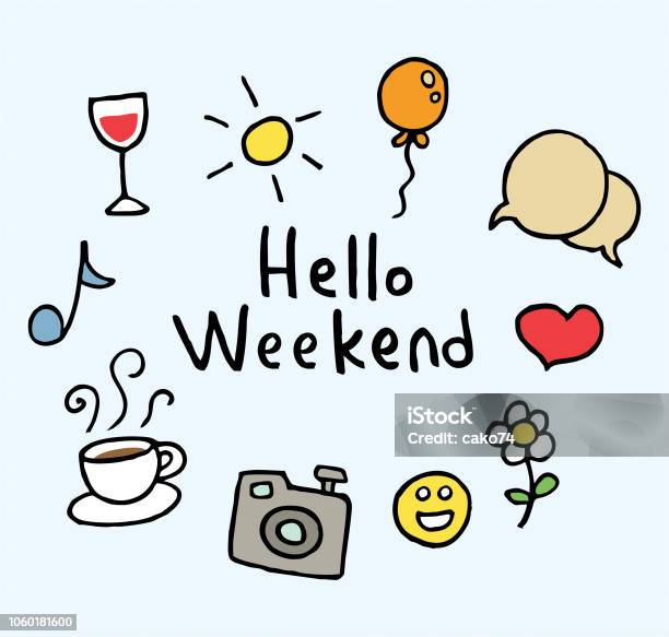 Hello Weekend Stock Illustration - Download Image Now - Weekend Activities, Friday, Happiness