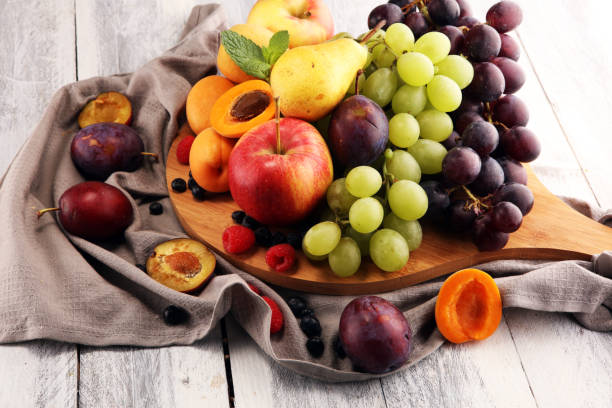 istock Fresh summer fruits with apple, grapes, berries, pear and apricot 1060202052