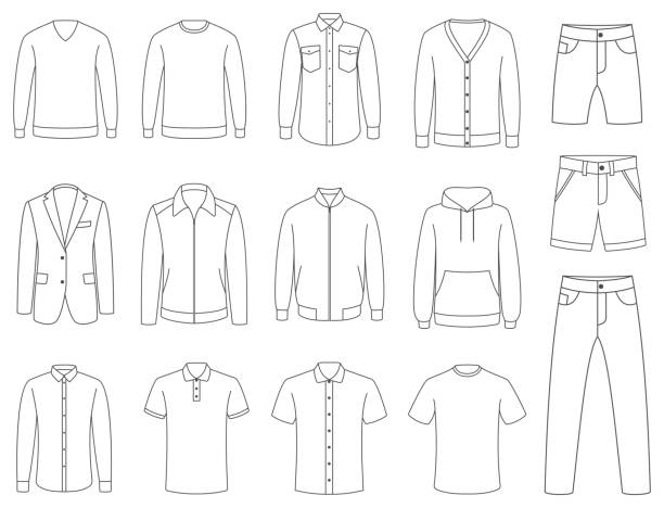 의류입니다. 남성 의류 벡터 - t shirt template shirt clothing stock illustrations