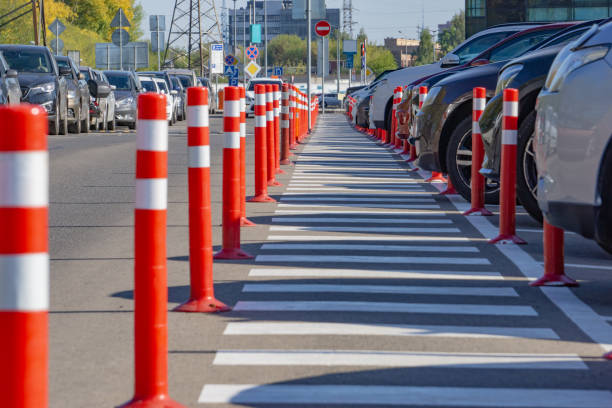 istock Long walking path in the office parking lot 1060206880