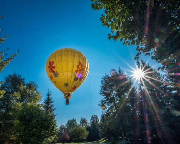 Hot Air Balloon with Starburst stock photo