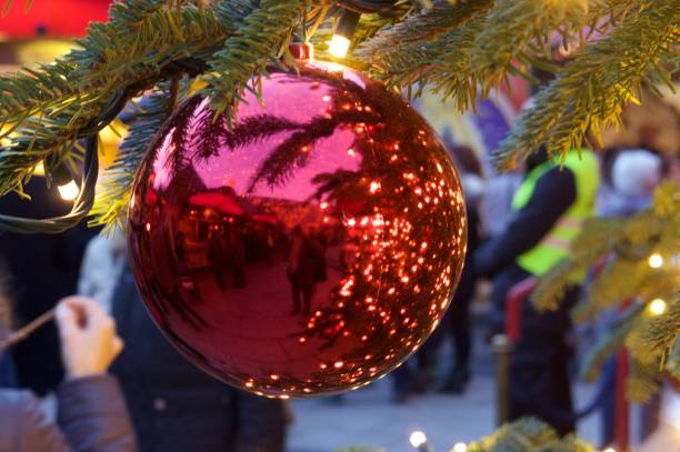 istock Christmas ball on christmas tree 1060219982