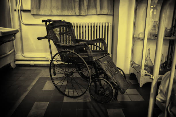 Old hospital wheelchair, chair detail for the disabled