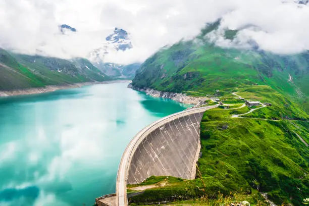 Kaprun dam located at high mountains in Austria