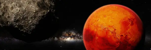 artist's interpretation of the red planet, panorama banner