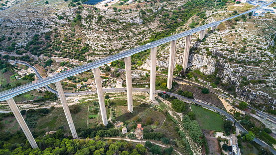 Modica Viaduct. One of Italy’s earliest and highest viaducts. Modica, Sicily, Italy.