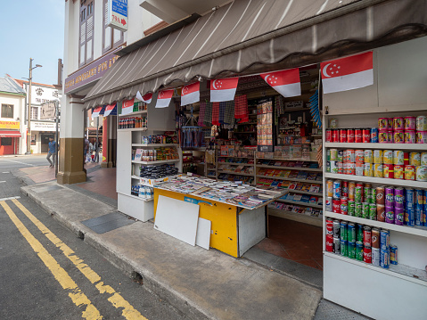 Singapore - August 20 2018: Traditional shop at Little India Singapore. Little India is an ethnic district in Singapore. It is located north of Kampong Glam.