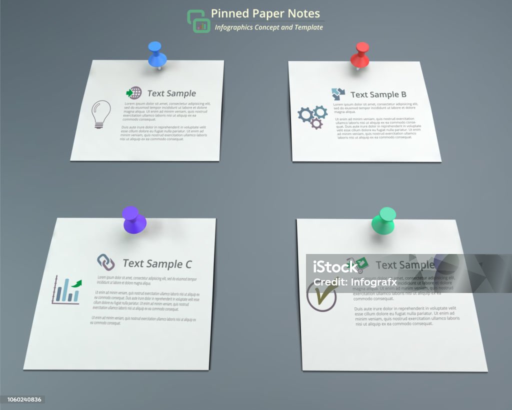 Infographic Magic Notes Pinned Paper Notes Infographic Vector Illustration Stock Illustration ...