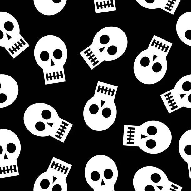 Vector illustration of Scary Skulls Seamless Pattern