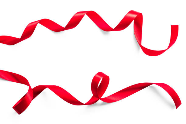 istock Red ribbon bow roll satin texture isolated on white background with clipping path 1060280298