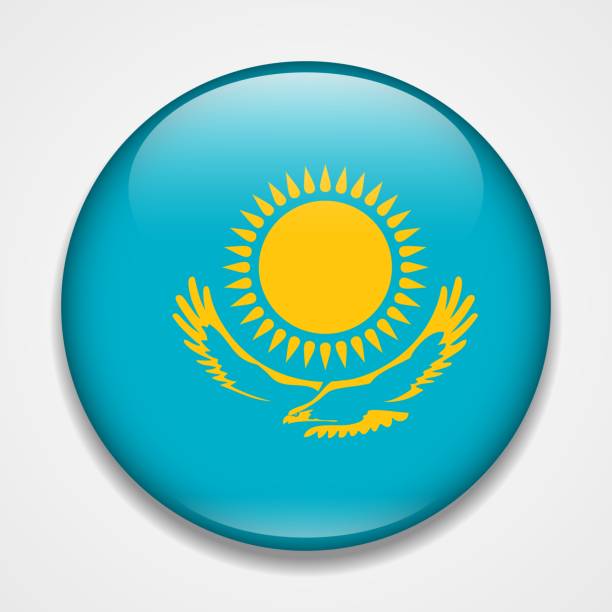 istock Flag of Kazakhstan. Round glossy badge 1060290472