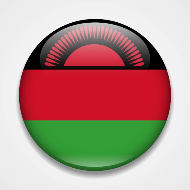 マラウィの旗。丸い光沢のあるバッジ - republic of malawi点のイラスト素材／クリップアート素材／マンガ素材／アイコン素材