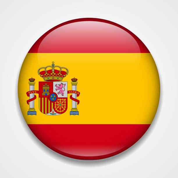 istock Flag of Spain. Round glossy badge 1060294934