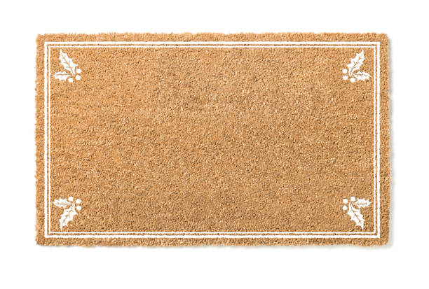 istock Blank Holiday Welcome Mat With Holly Isolated on White  Background 1060295978