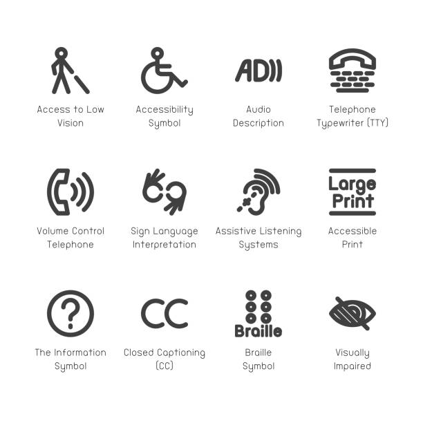 Disabled Accessibility Icons - Bold Line Series Disabled Accessibility Icons Bold Line Series Vector EPS File. sign language icon stock illustrations