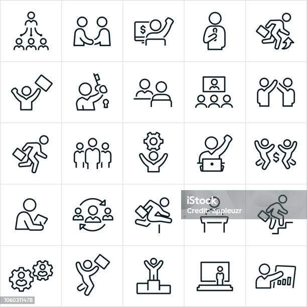 Business People Icons Stock Illustration - Download Image Now - Icon Symbol, Lectern, People