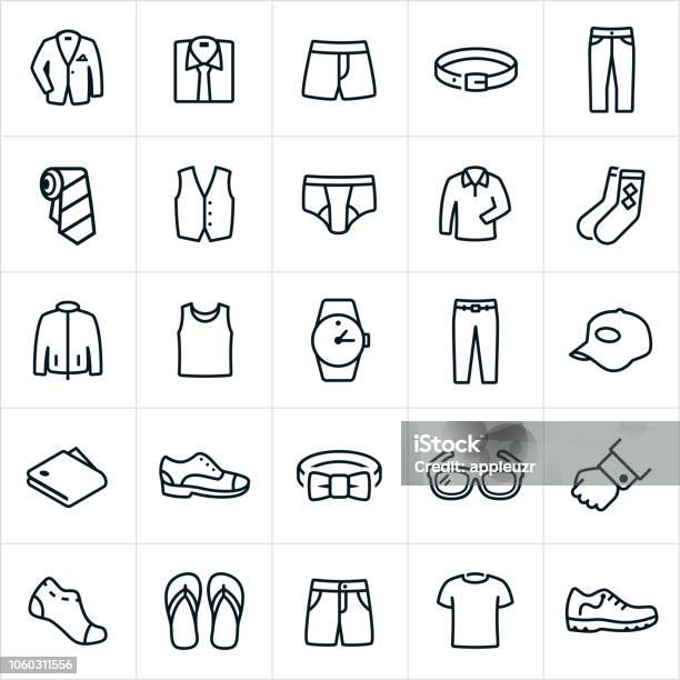 Mens Clothing Icons Stock Illustration - Download Image Now - Icon Symbol, Clothing, T-Shirt