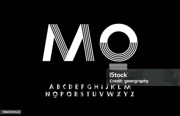 Minimal Modern Alphabet Typography Trandy Font Uppercase Vector Illustrator Stock Illustration - Download Image Now